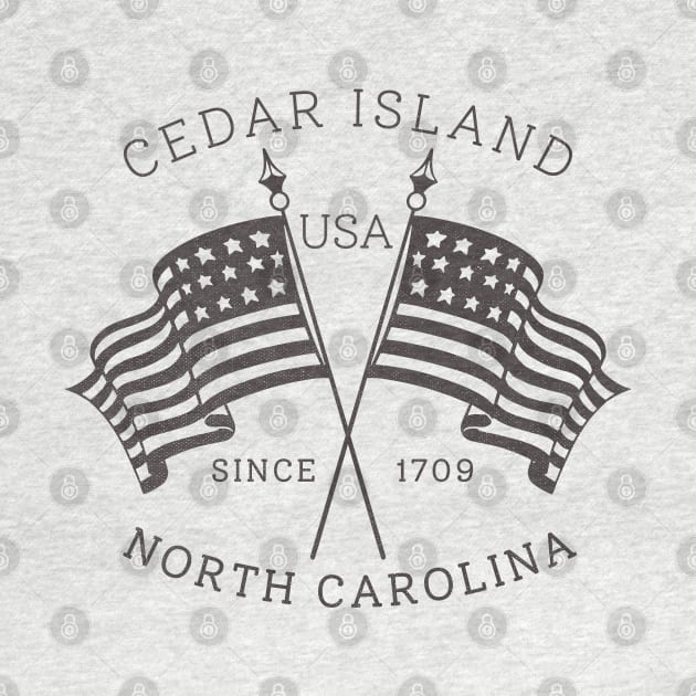 Cedar Island, NC Summertime Vacationing Patriotic Flags by Contentarama